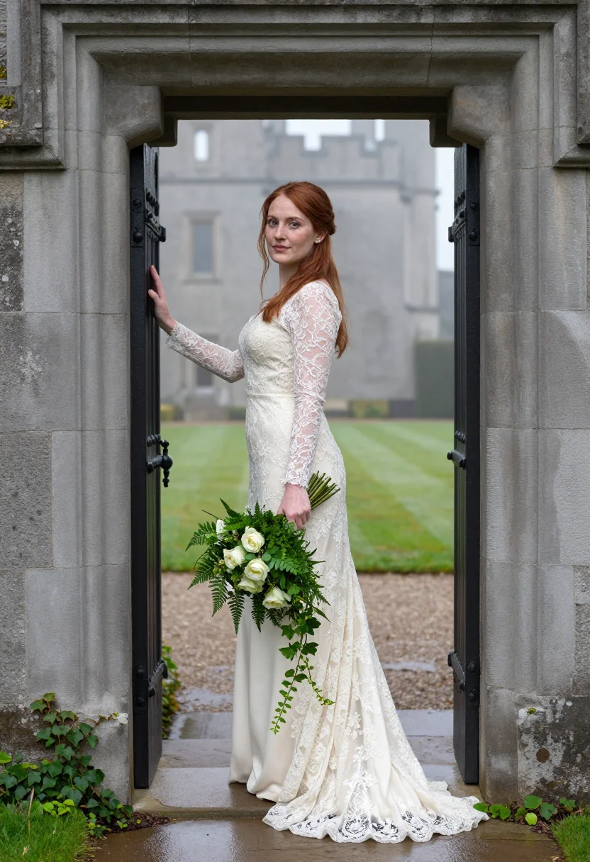 AI irish castle sample — portrait of a woman, three-quarter-length portrait of a West