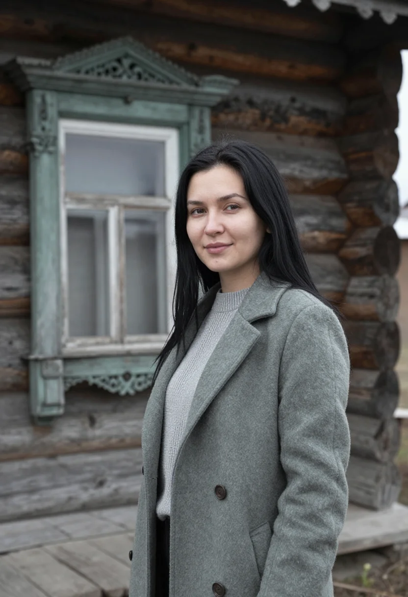 AI irkutsk architect wooden lace timber sample — portrait of a woman, a Buryat architect in her early thirtie