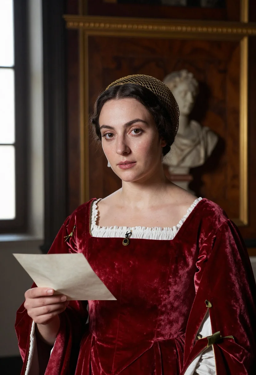 AI isabella d este sample — portrait of a woman, chest-up portrait of a Northern-Italian