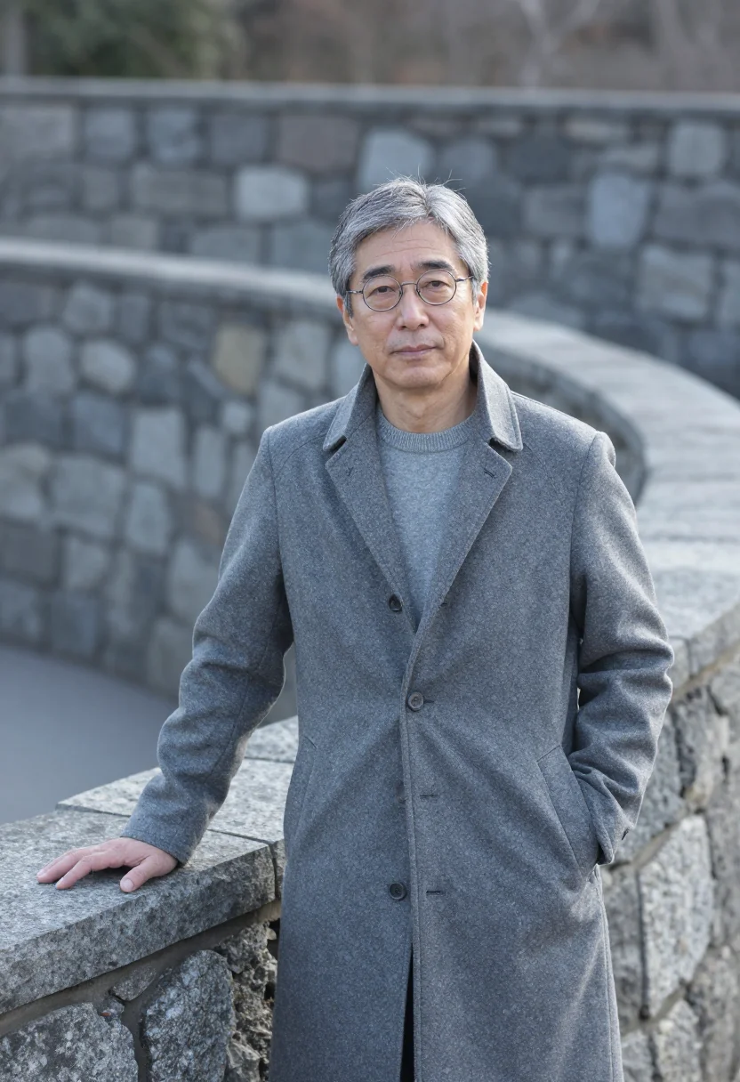 AI isamu noguchi mure january granite sample — portrait of a man, framed half-length from the head to the h