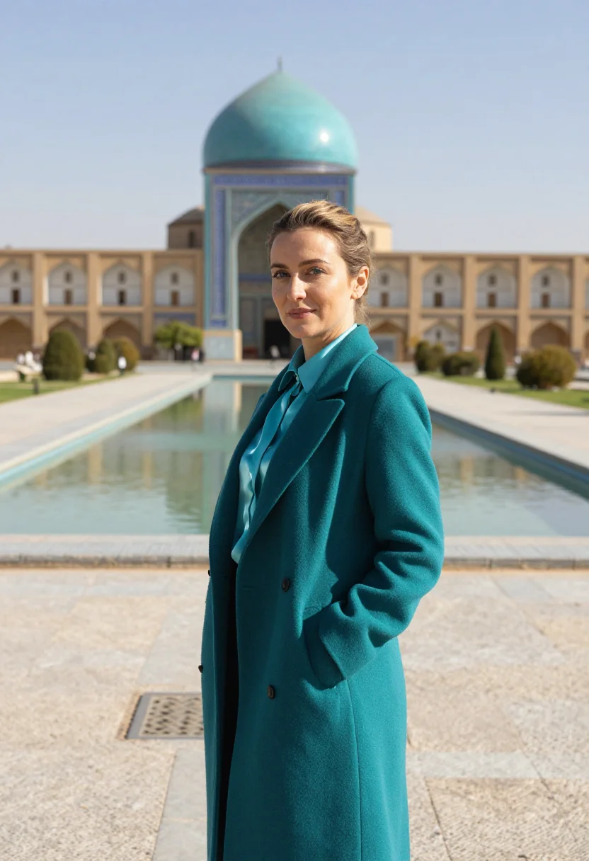 AI isfahan architect turquoise tile sample — portrait of a woman, an architect in her early forties of Ge