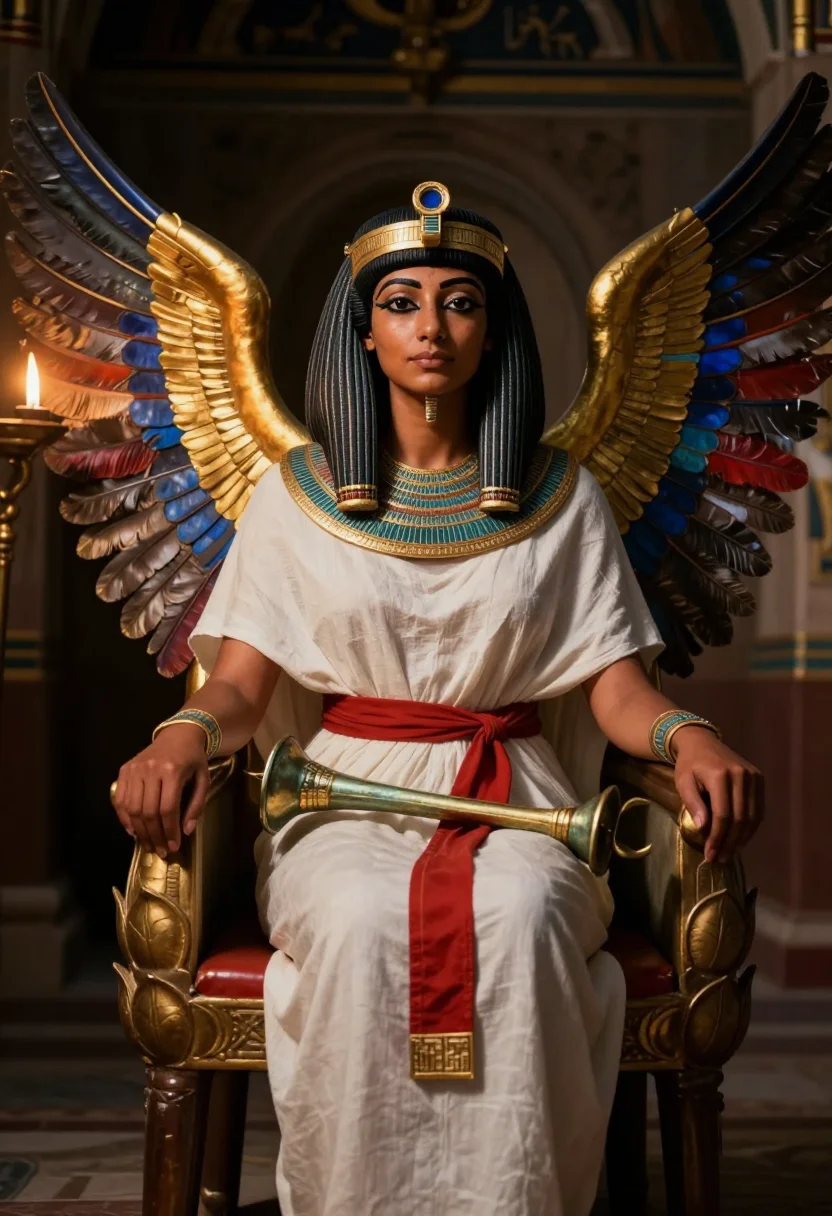 AI isis sample — portrait of a woman, seated three-quarter-figure portrait of