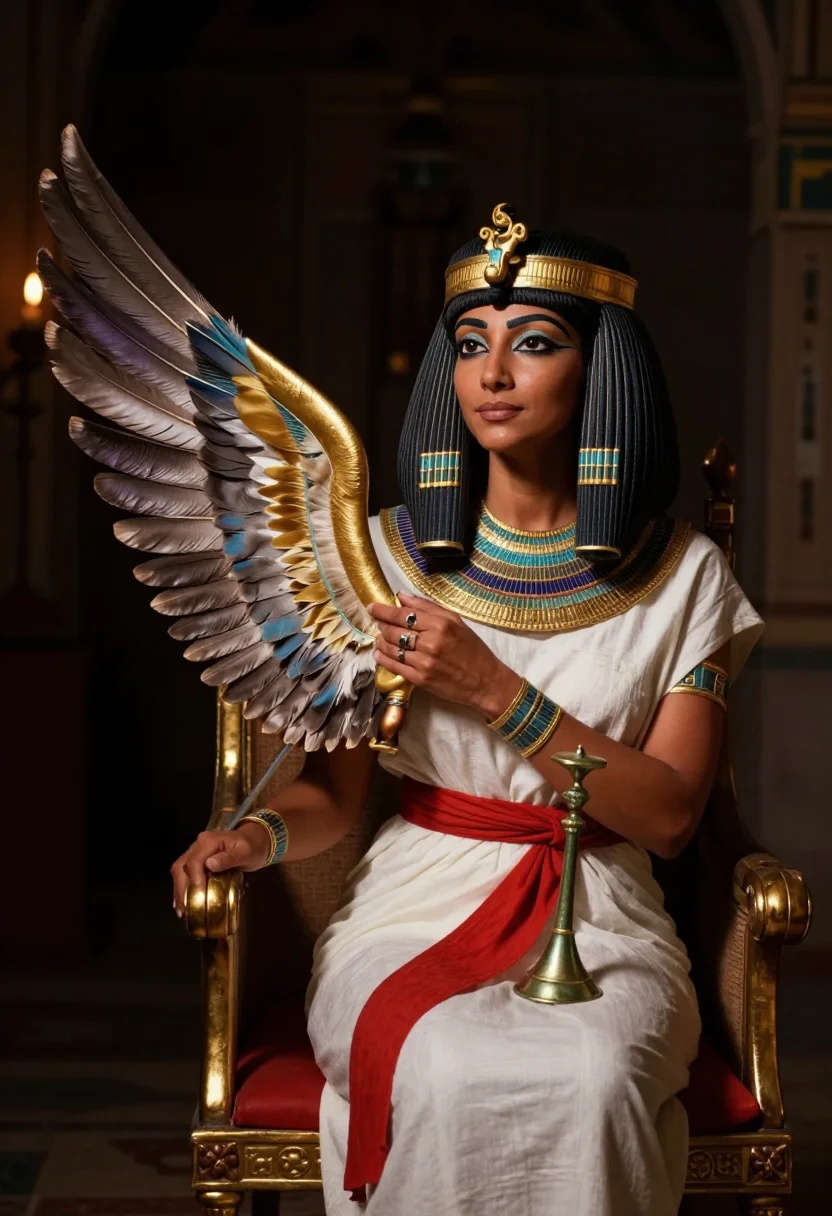 AI isis sample — portrait of a woman, seated three-quarter portrait of an Egy