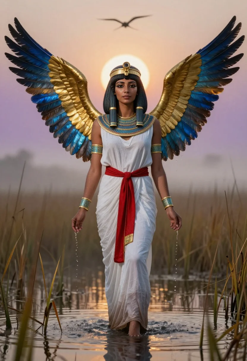 AI isis sample — portrait of a woman, full-length backlit portrait of an Egyp