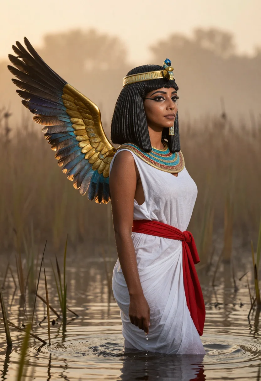 AI isis sample — portrait of a woman, three-quarter-length backlit portrait o