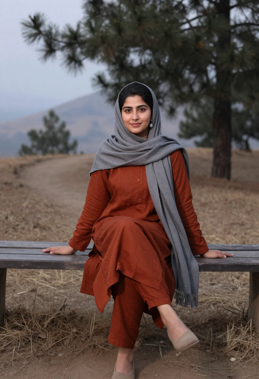 AI islamabad modest sample — portrait of a woman, full-length seated portrait of a Pakist