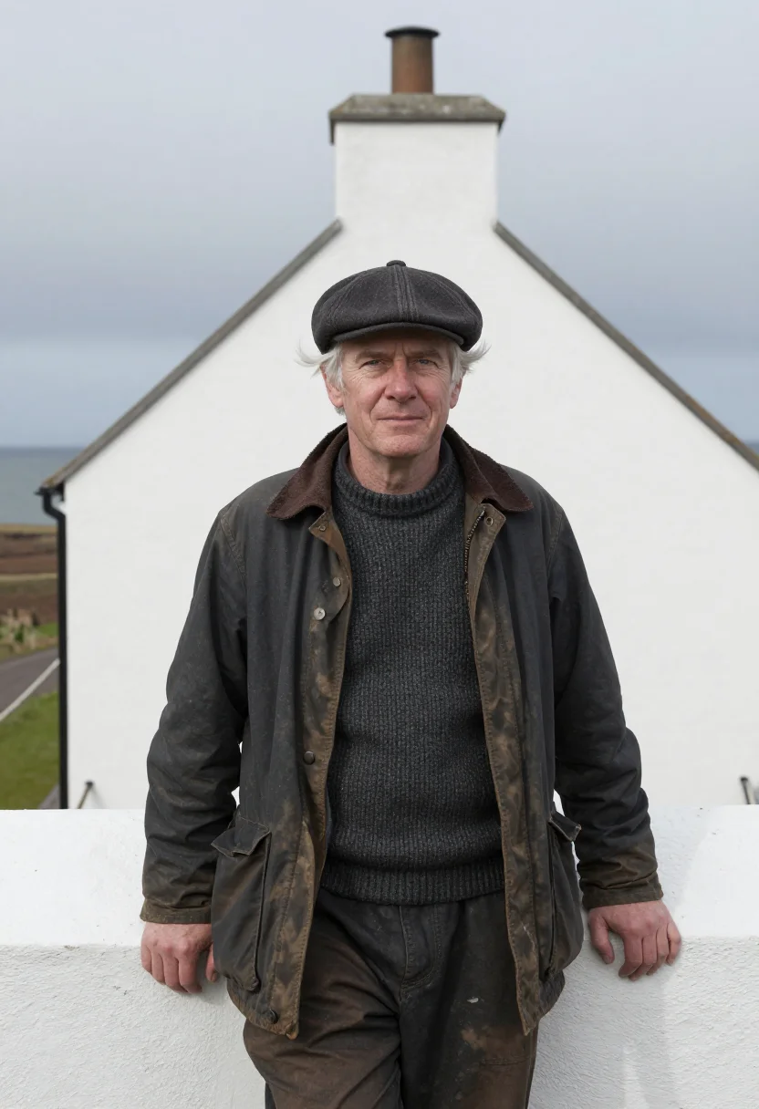 AI islay distiller sample — portrait of a man, close chest-up portrait of a Scottish man