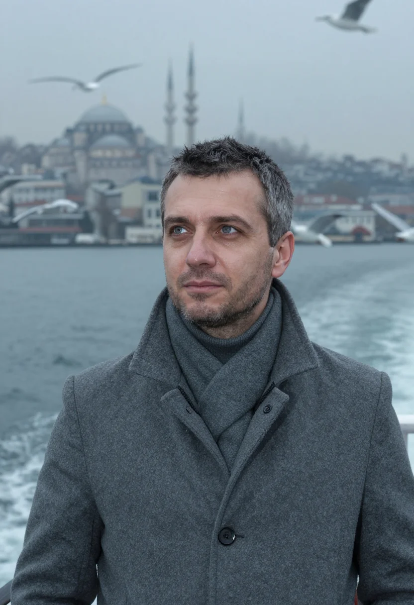 AI istanbul ferry slate sample — portrait of a man, head-and-shoulders portrait of a Western-