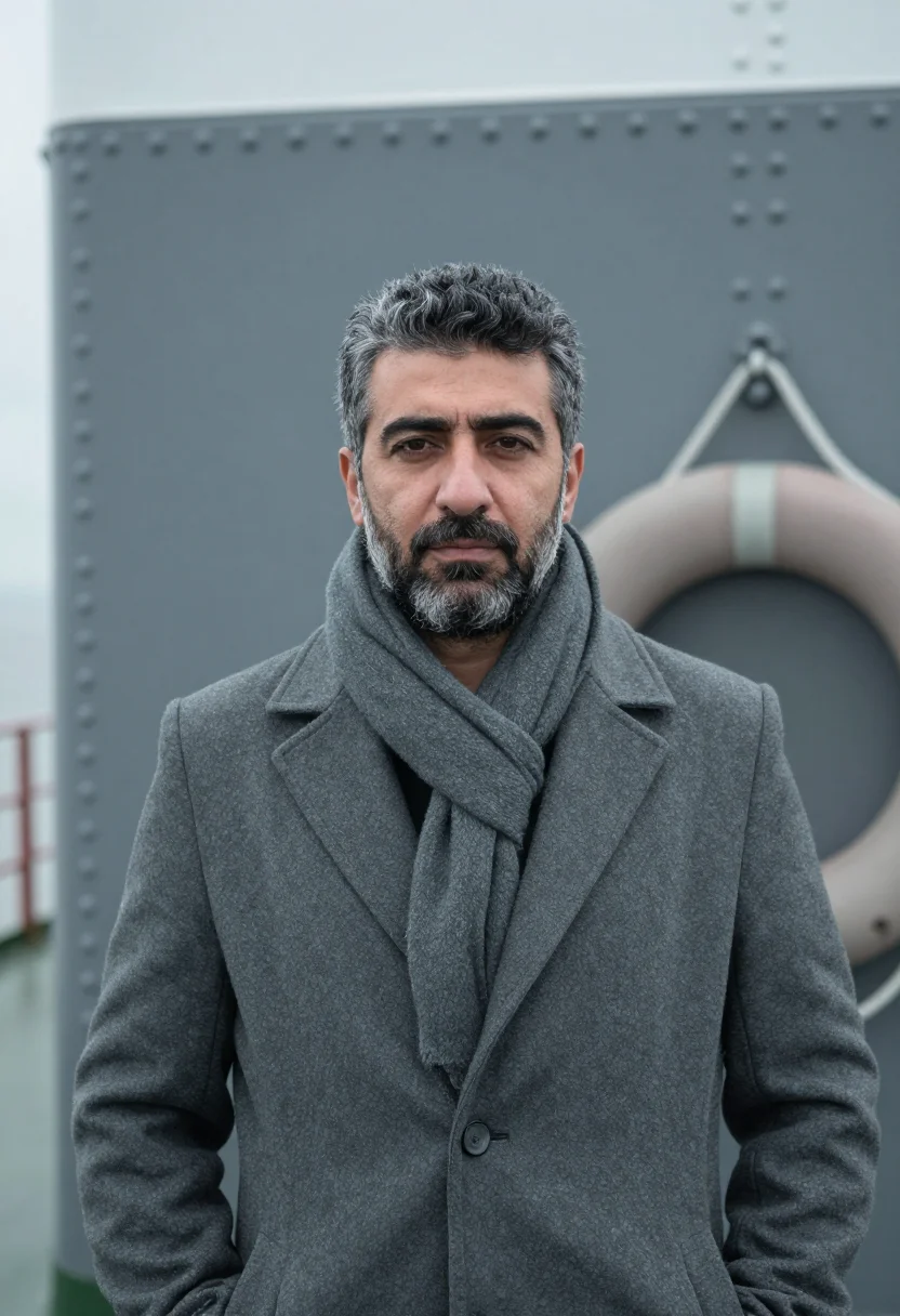 AI istanbul ferry slate sample — portrait of a man, chest-up portrait of a Turkish man in his