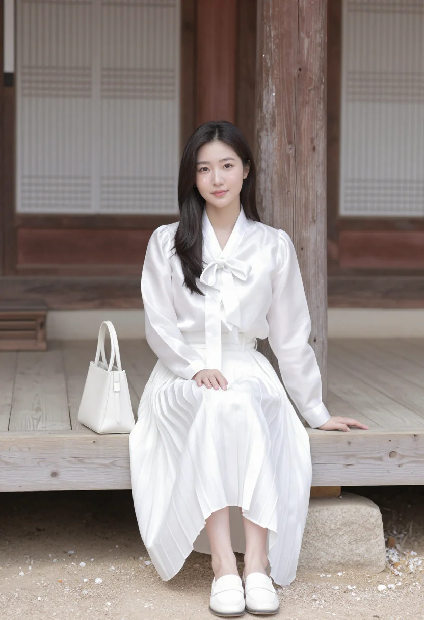 AI iu seoul gucci ambassador white sample — portrait of a woman, Korean and in her early thirties, with