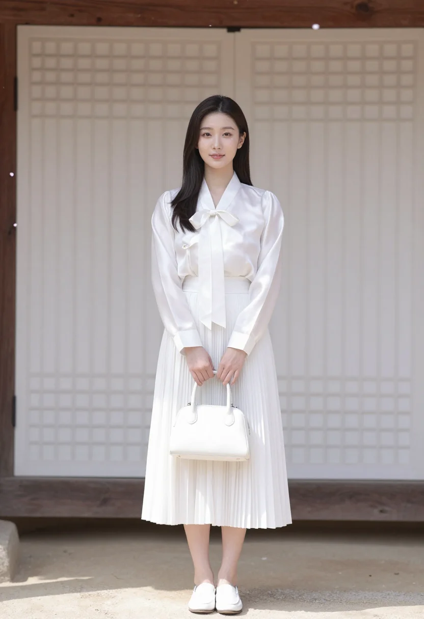 AI iu seoul gucci ambassador white sample — portrait of a woman, Korean and in her early thirties, with