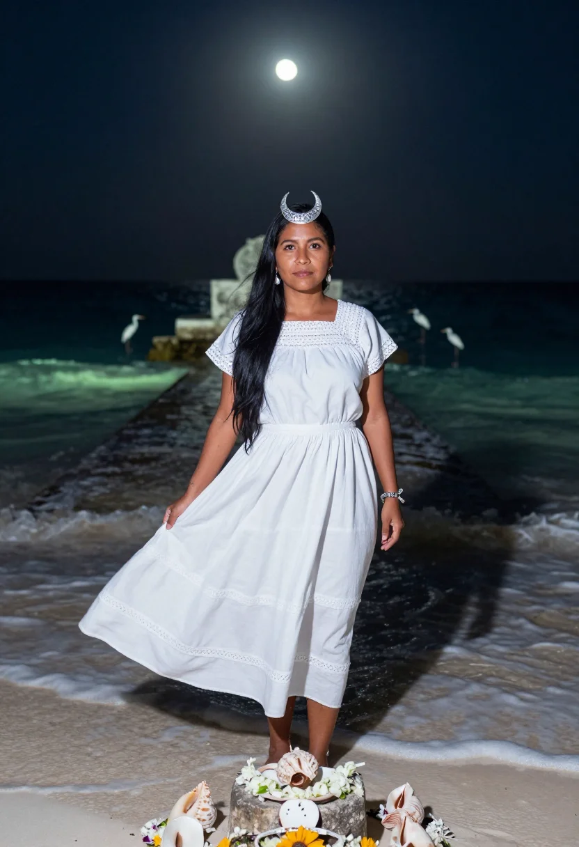 AI ix chel sample — portrait of a woman, full-length portrait of a Maya woman wi