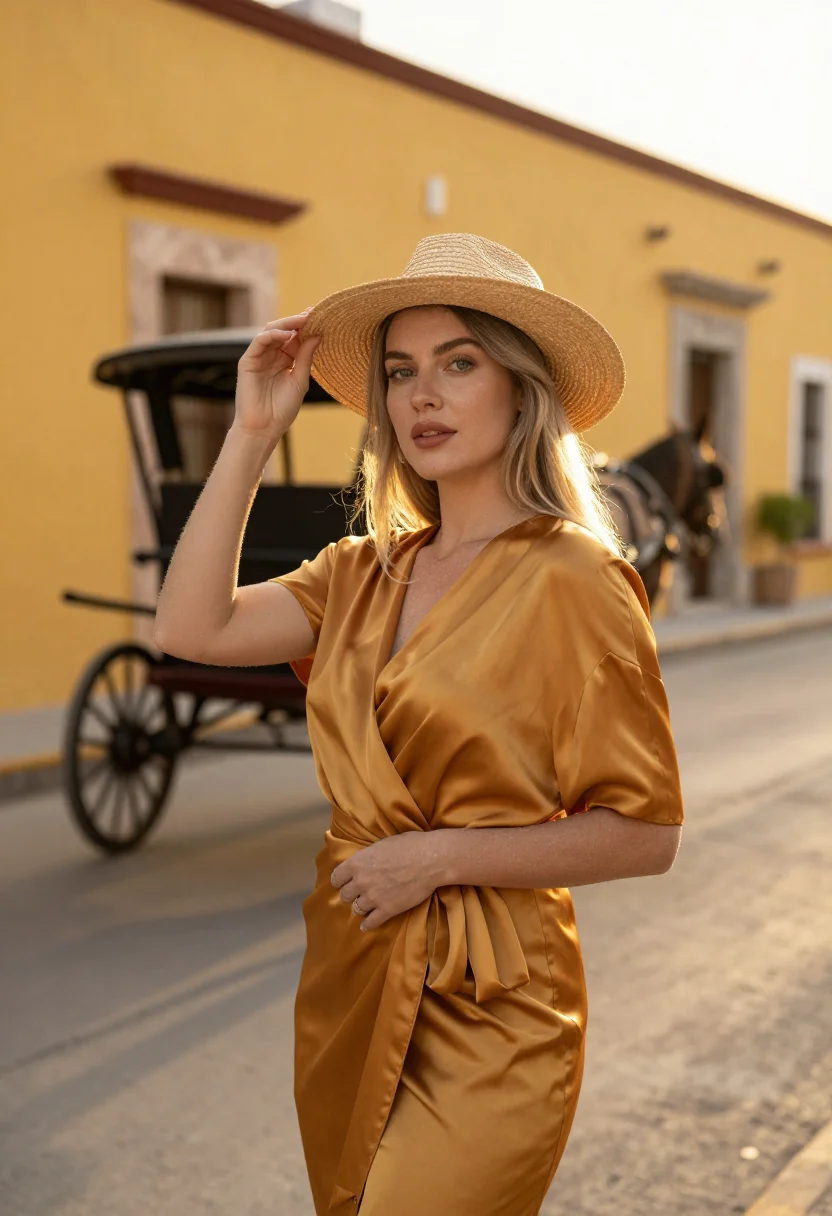 AI izamal yellow sample — portrait of a woman, a half-length view of a Western-Europea