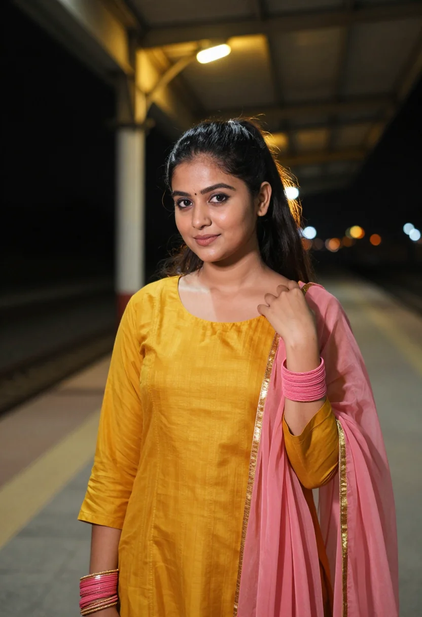 AI jab we met ratlam patiala palette sample — portrait of a woman, a Punjabi woman in her mid-twenties wit