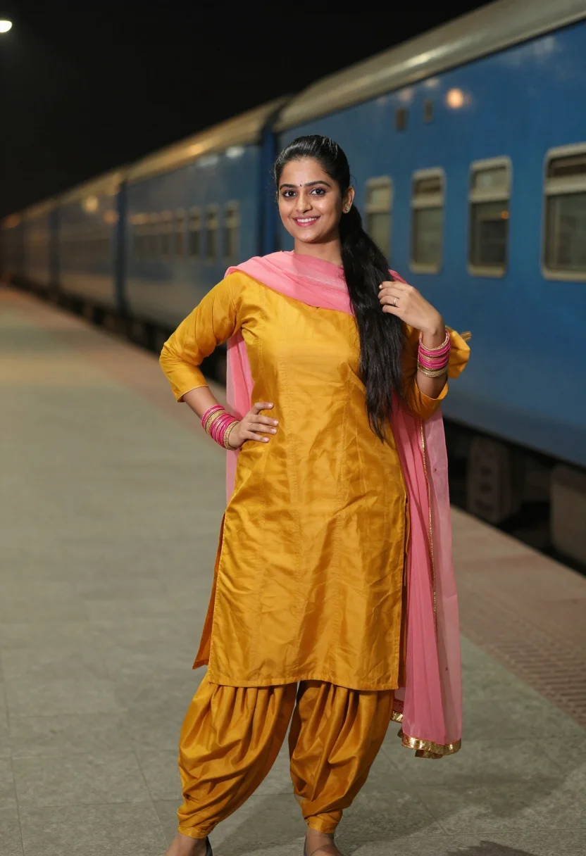 AI jab we met ratlam patiala palette sample — portrait of a woman, a Punjabi woman in her mid-twenties wit