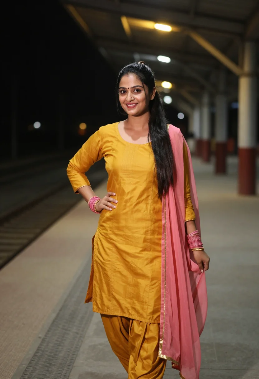 AI jab we met ratlam patiala palette sample — portrait of a woman, a Punjabi woman in her mid-twenties wit