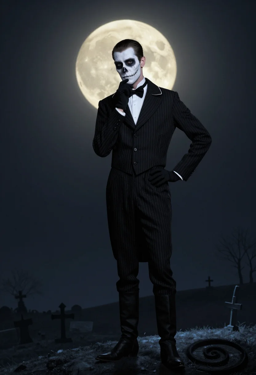 AI jack skellington sample — portrait of a man, three-quarter-length portrait of a Wester