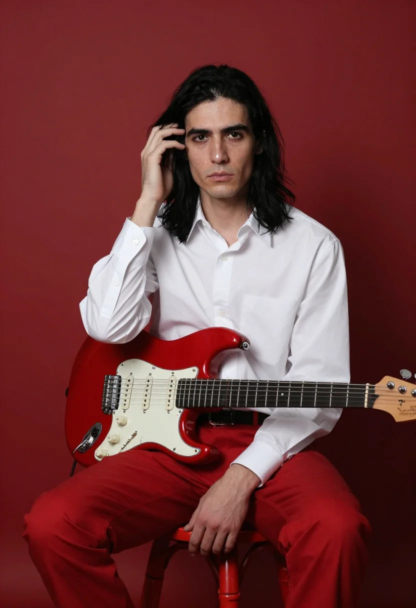 AI jack white stripes sample — portrait of a man, close half-length portrait of a man of We