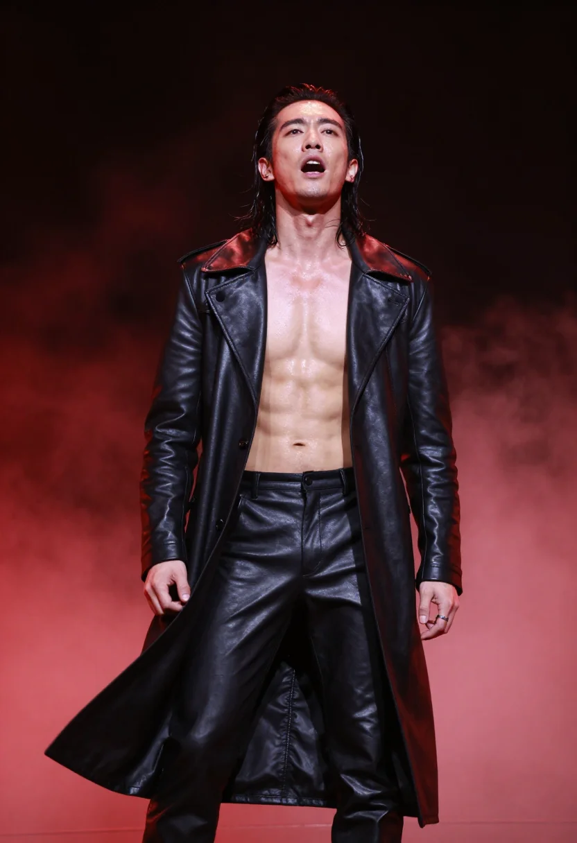 AI jackson wang magic man sample — editorial portrait photograph, a mixed Chinese-European man