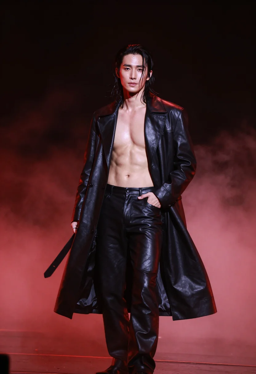 AI jackson wang magic man sample — editorial portrait photograph, a Korean man in his late twen