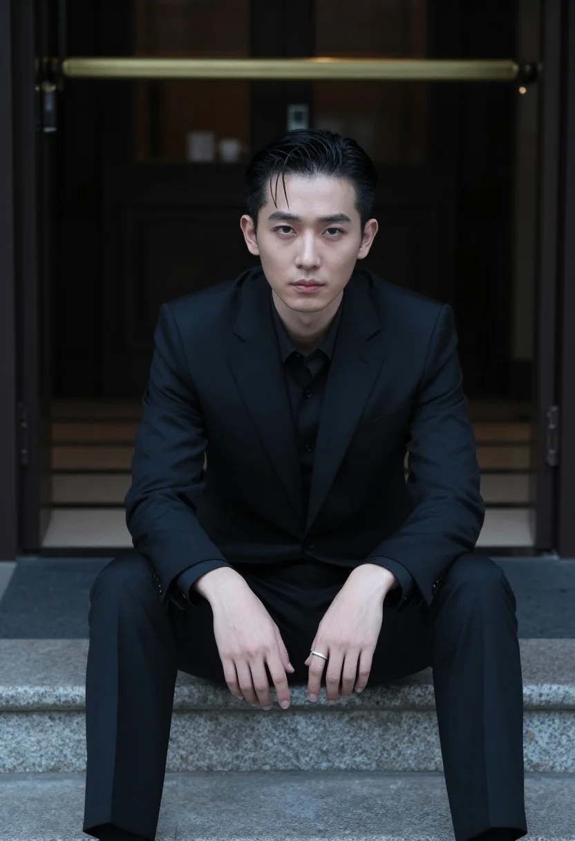 AI jackson wang magic man sample — editorial portrait photograph, a Chinese man in his early th