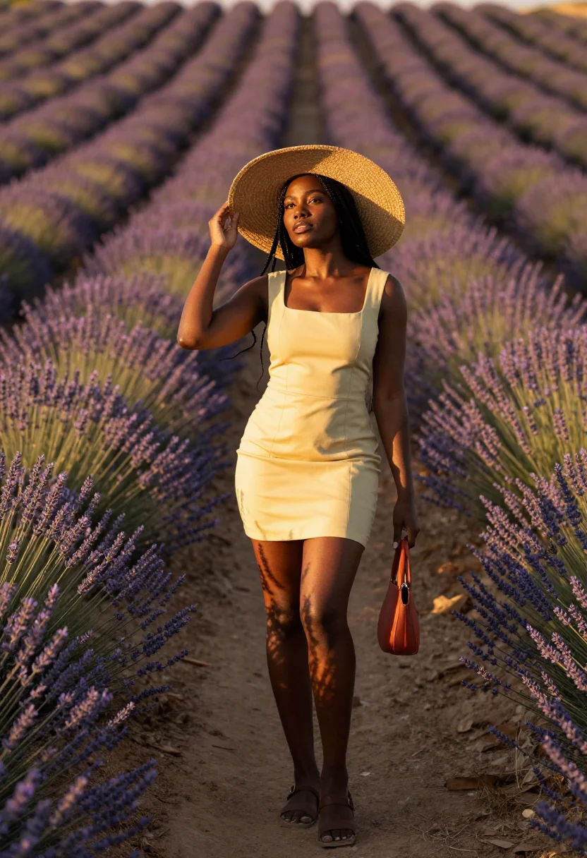 AI jacquemus provence sample — portrait of a woman, three-quarter-length portrait of a Blac