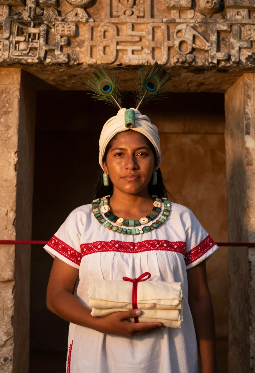 AI jade queen sample — portrait of a woman, half-length portrait of a Maya woman in