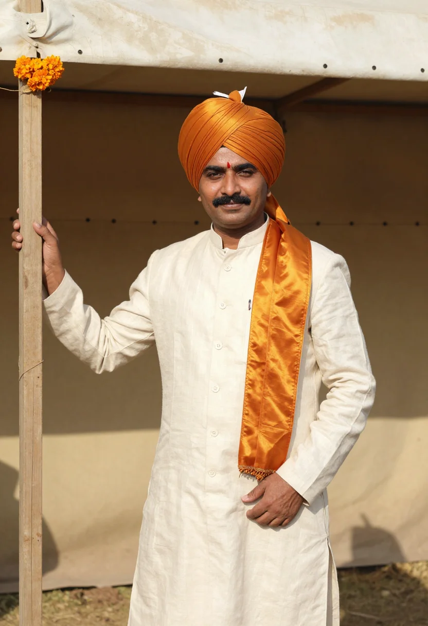 AI jaipur polo season saffron sample — portrait of a man, framed half-length from the head to the w