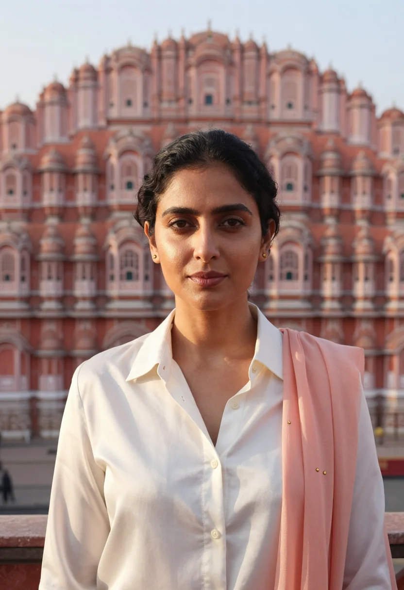 AI jaipur sample — portrait of a woman, head-and-shoulders portrait of a Latina