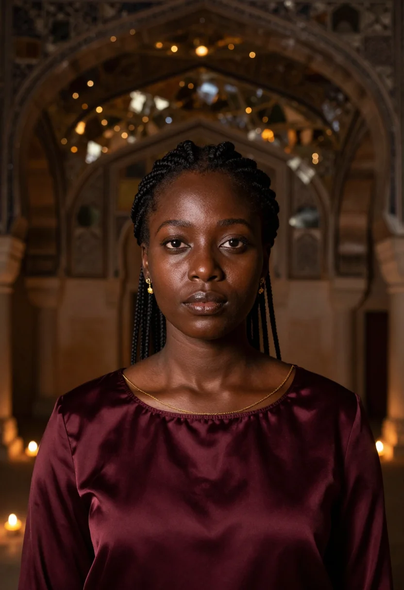 AI jaipur sample — portrait of a woman, head-and-shoulders portrait of a Black