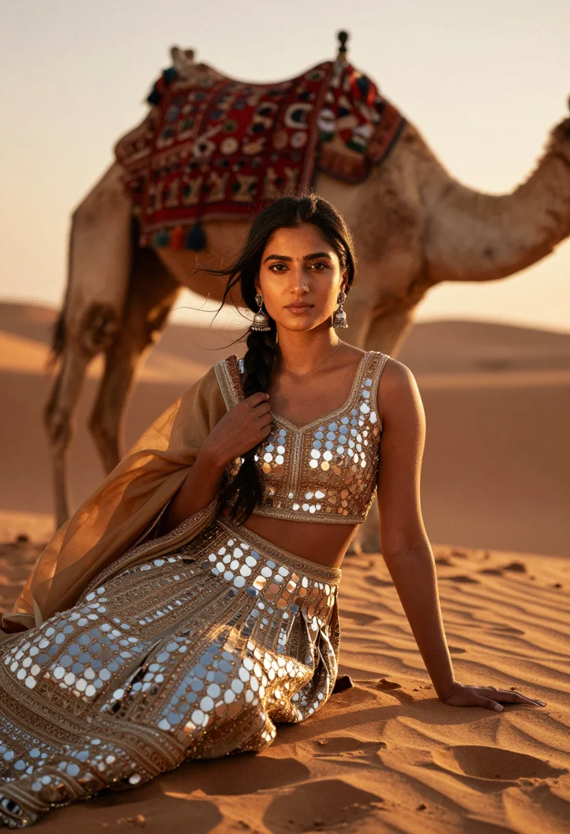 AI jaisalmer sample — portrait of a woman, chest-up portrait of a South-Asian woma