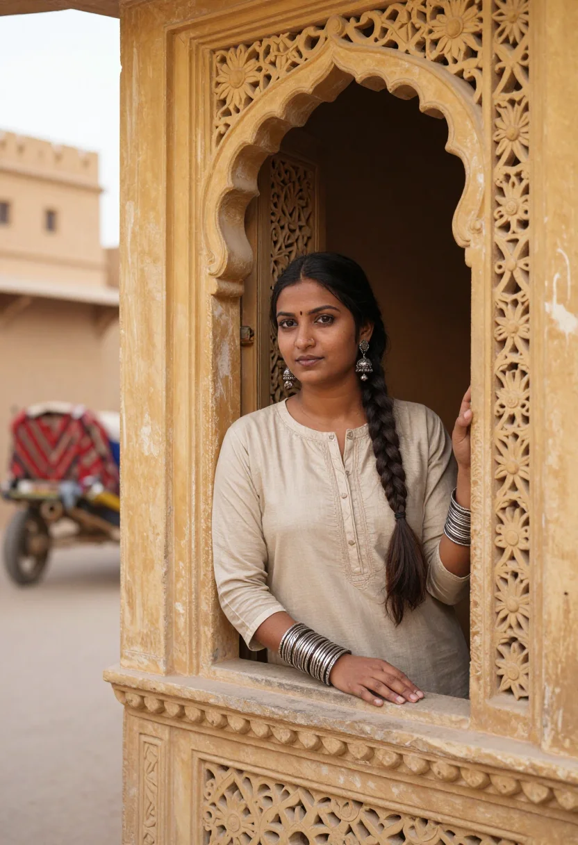 AI jaisalmer sample — portrait of a woman, half-length portrait of a South-Asian w