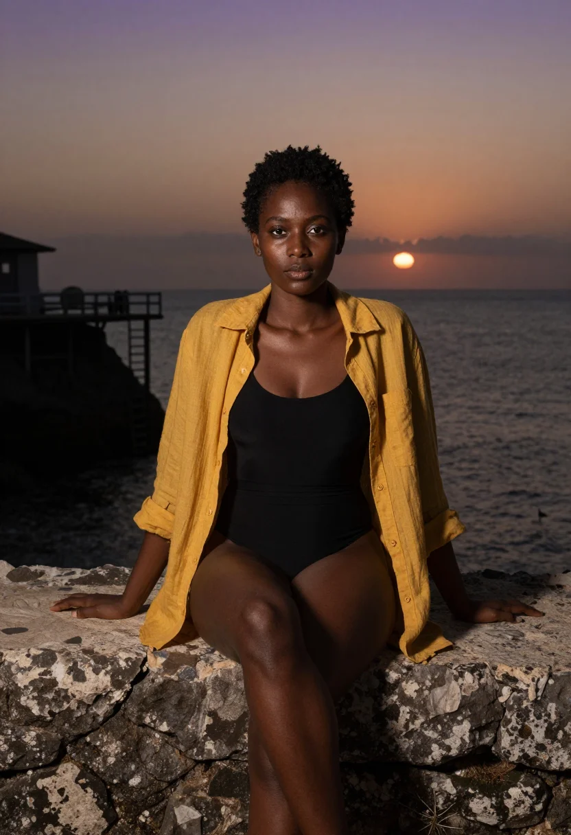 AI jamaica sample — portrait of a woman, three-quarter-length portrait of an Afr