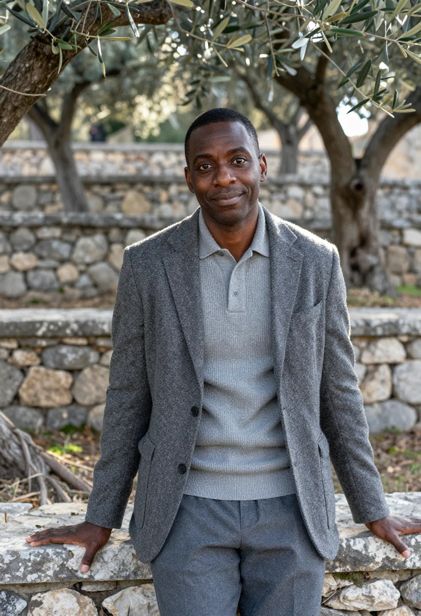 AI james baldwin saint paul de vence january stone sample — portrait of a man, framed chest-up, cropped at the ribs, the
