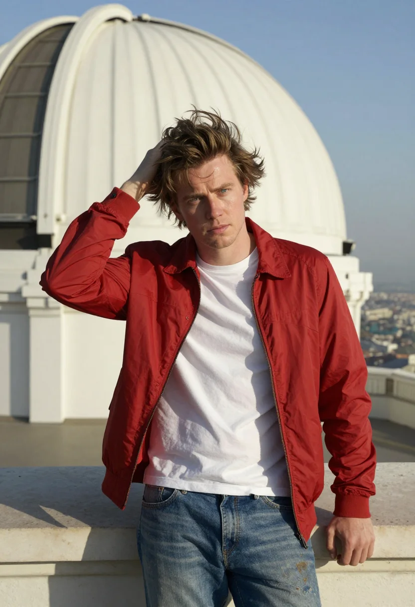 AI james dean sample — portrait of a man, close half-length portrait of a Western-E