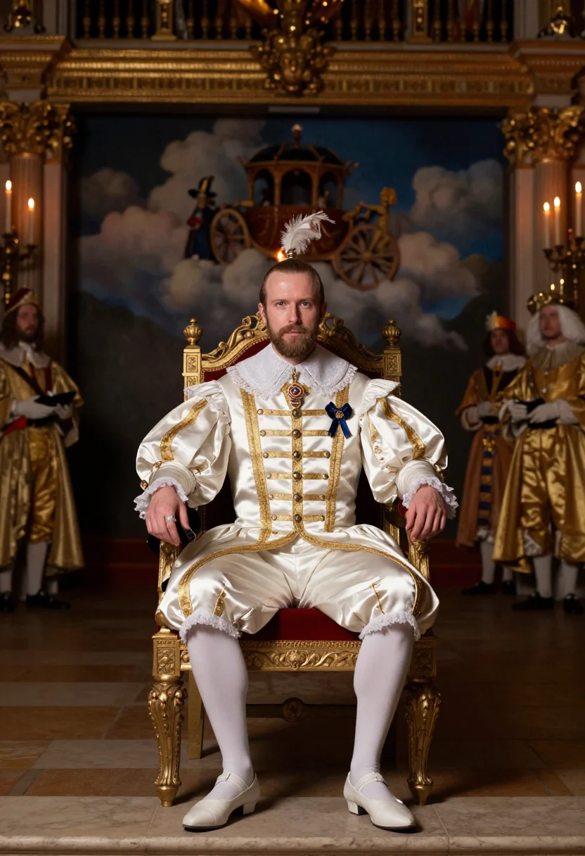 AI james i masque sample — portrait of a man, full-length portrait of a Scottish man in