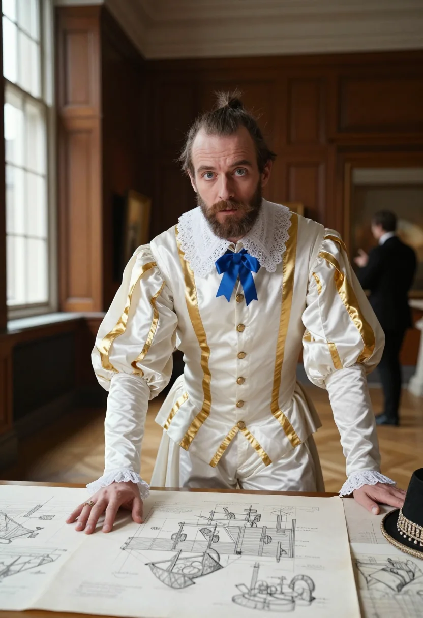 AI james i masque sample — portrait of a man, three-quarter-length portrait of a Scotti