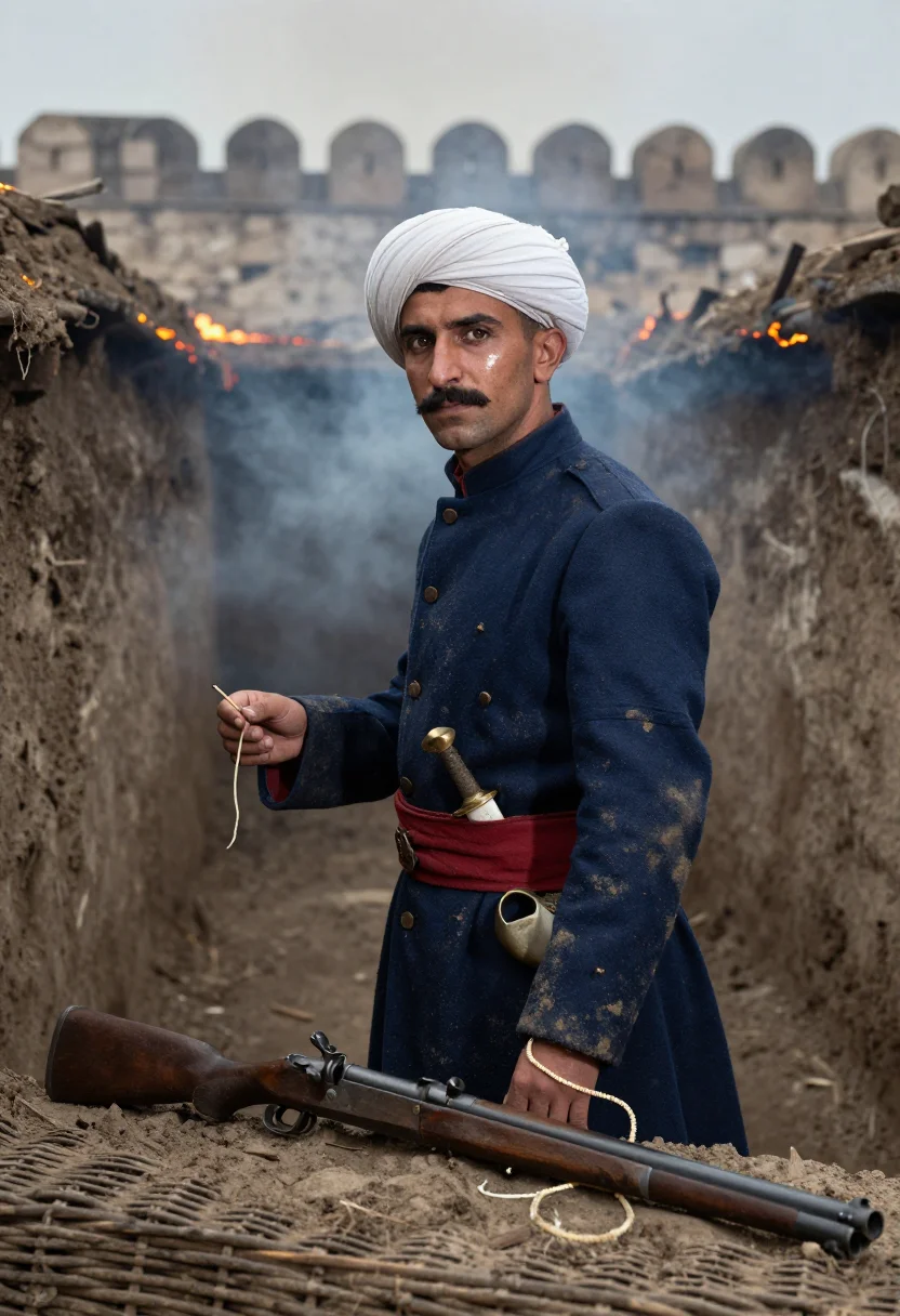 AI janissary sample — portrait of a man, half-length portrait of a Turkish man in