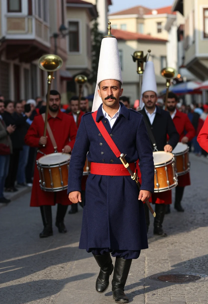 AI janissary sample — portrait of a man, chest-up portrait of a Turkish man in his