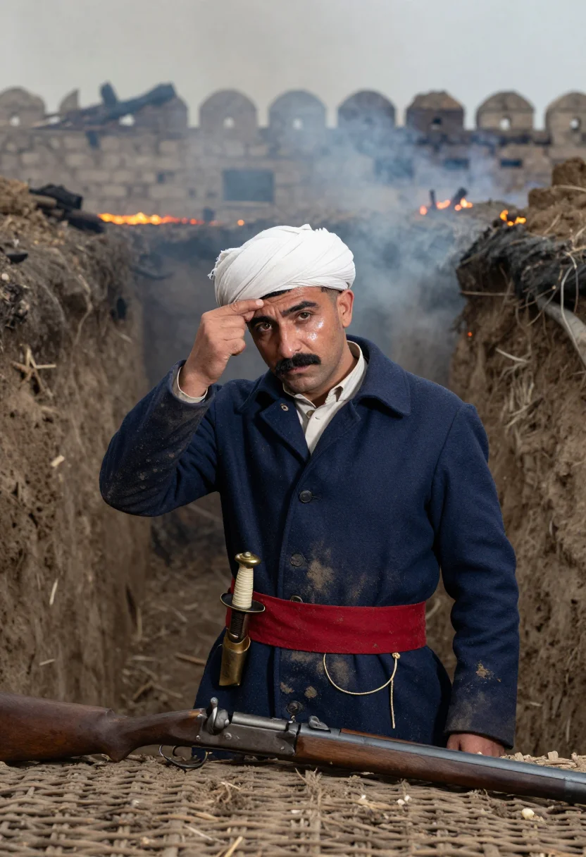 AI janissary sample — portrait of a man, chest-up portrait of a Turkish man in his