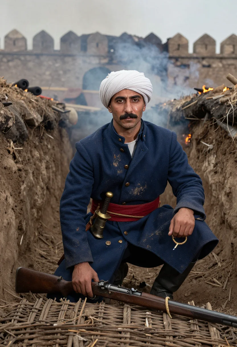 AI janissary sample — portrait of a man, three-quarter-length portrait of a Turkis