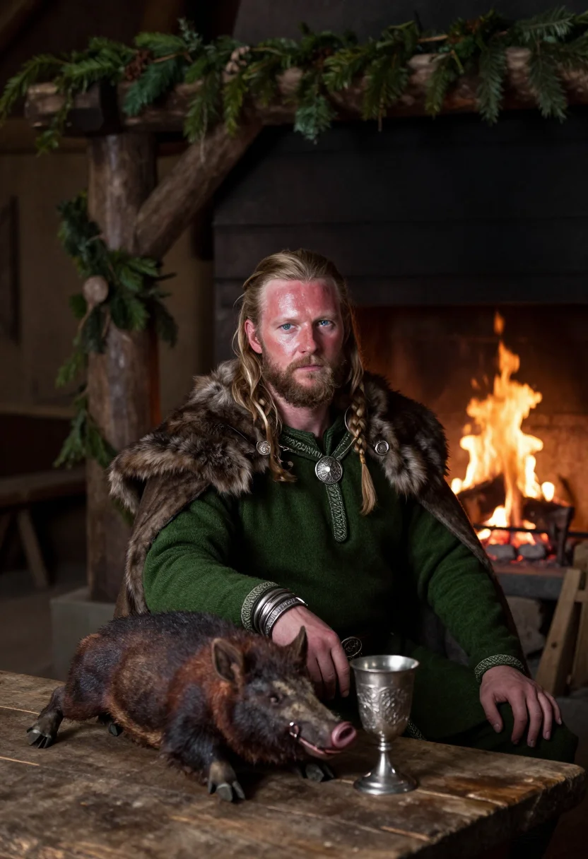 AI jarl sample — portrait of a man, half-length portrait of a Norse man in hi