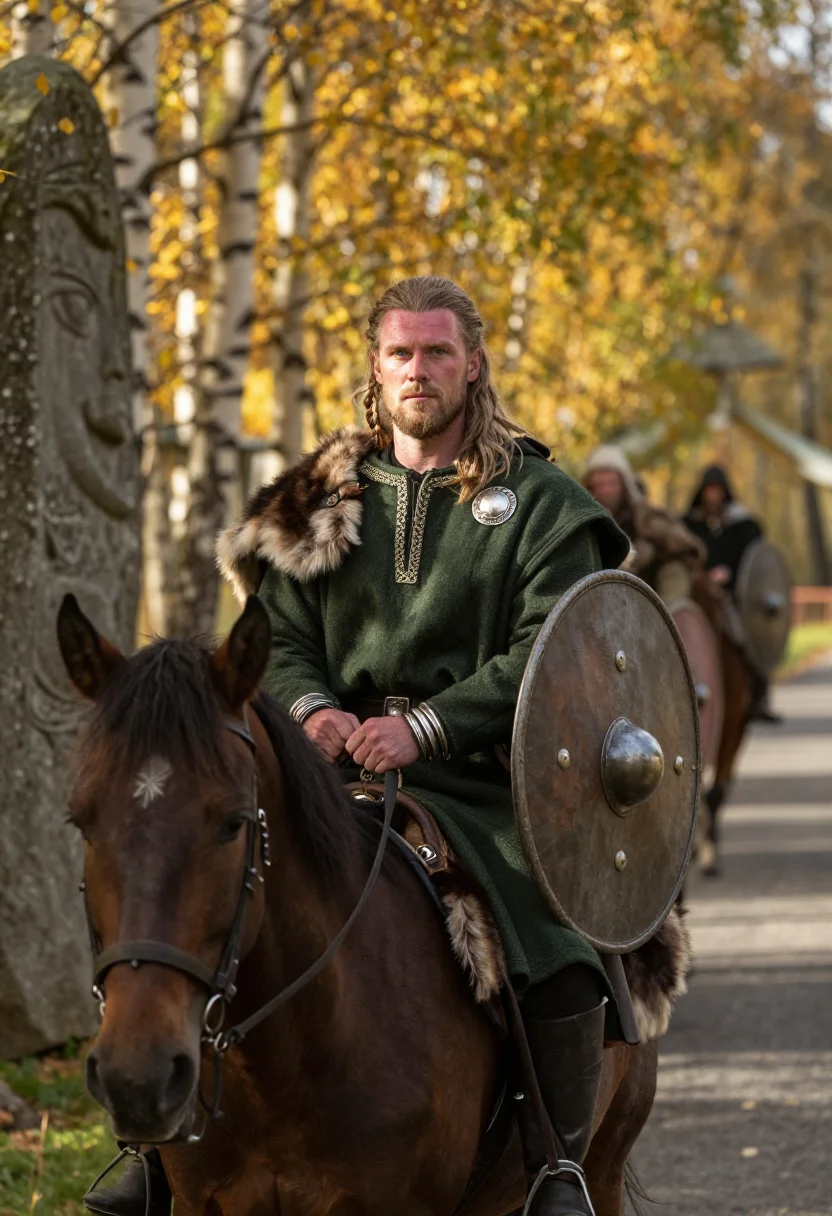 AI jarl sample — portrait of a man, chest-up portrait of a Norse man in his f