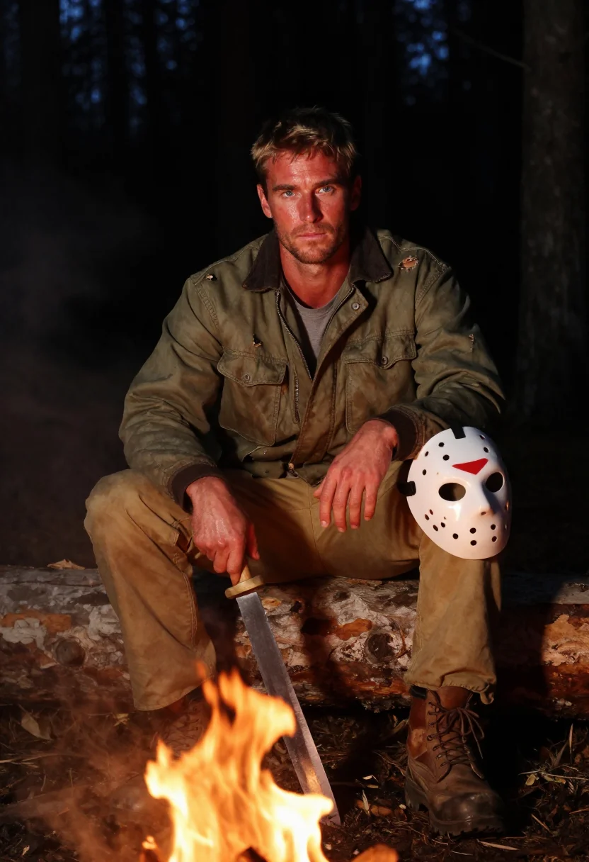 AI jason voorhees sample — portrait of a man, three-quarter-length portrait of a Wester