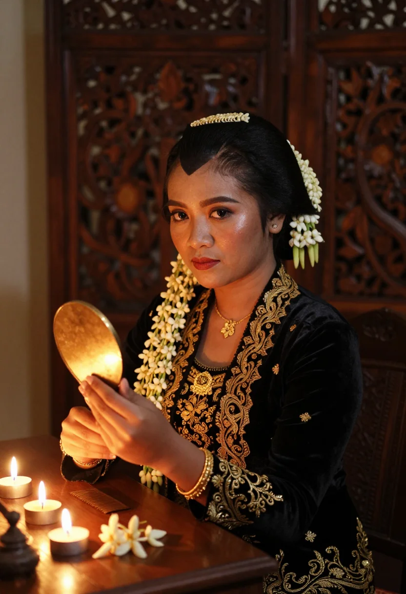 AI javanese bride sample — portrait of a woman, chest-up seated portrait of a Javanese