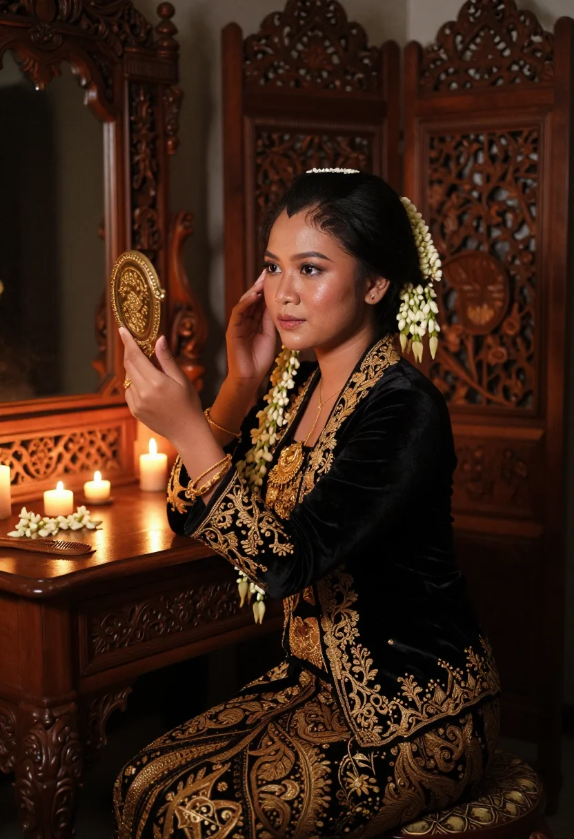 AI javanese bride sample — portrait of a woman, three-quarter-length seated portrait of