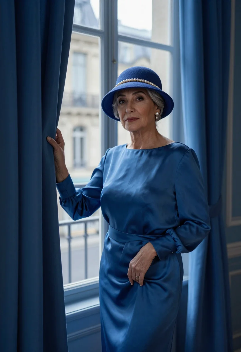 AI jeanne lanvin faubourg blue sample — portrait of a woman, framed half-length from the head to the