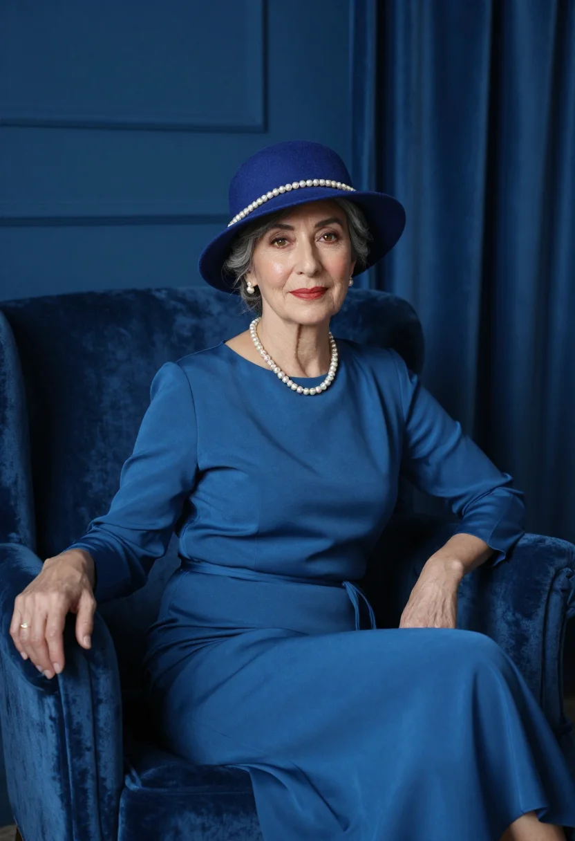 AI jeanne lanvin faubourg blue sample — portrait of a woman, framed half-length from the head to the