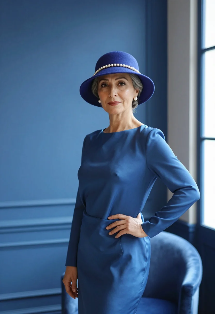 AI jeanne lanvin faubourg blue sample — portrait of a woman, framed half-length from the head to the