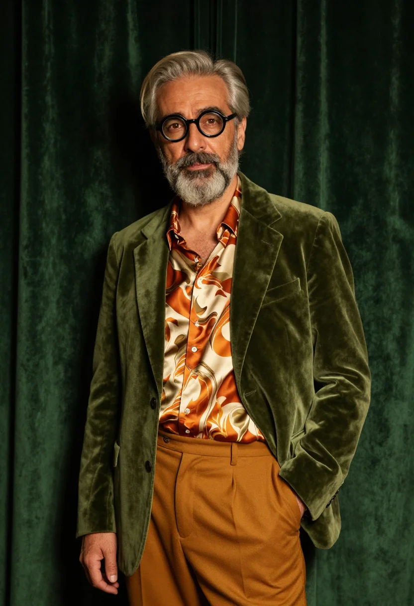 AI jeff goldblum prada grandpa palette sample — portrait of a man, an Italian-American man in his mid-sixtie